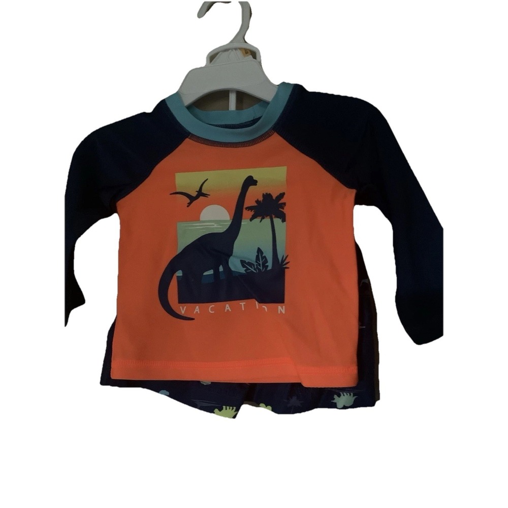 NWT-Infant Boys Wave Zone 2-Piece Swim‎ Shirt & Swim Trunks-Size 03/06 months